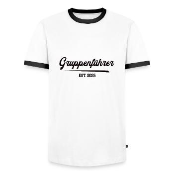 Gruppenführer Gruppenleiter Teamleitung 2025 - Männer Kontrast-T-Shirt - Weiß/Schwarz - Vorne - AI Model Female 172 light (172cm) & AI Model Male 178 dark (178cm)