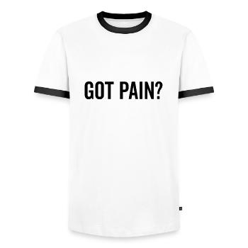 Got Pain? - Men's Ringer Shirt - white/black - Front - AI Model Female 172 light (172cm) & AI Model Male 178 dark (178cm)