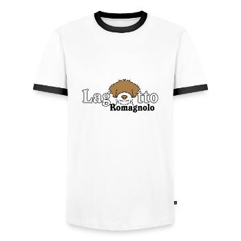 LR1 - Männer Kontrast-T-Shirt - Weiß/Schwarz - Vorne - AI Model Female 172 light (172cm) & AI Model Male 178 dark (178cm)