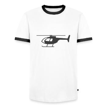 Helicopter icon shape symbol silhouette. Aircraft - Men's Ringer Shirt - white/black - Front - AI Model Female 172 light (172cm) & AI Model Male 178 dark (178cm)