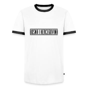 Bosna i Hercegovina - n25 - Männer Kontrast-T-Shirt - Weiß/Schwarz - Vorne - AI Model Female 172 light (172cm) & AI Model Male 178 dark (178cm)