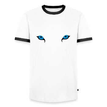 Husky - Huskyaugen - Männer Kontrast-T-Shirt - Weiß/Schwarz - Vorne - AI Model Female 172 light (172cm) & AI Model Male 178 dark (178cm)