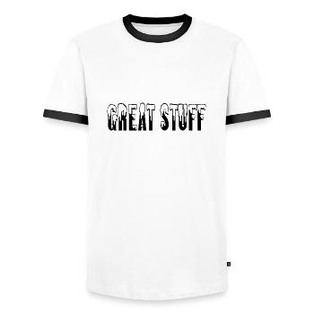 Great stuff design for all common documents - Men's Ringer Shirt - white/black - Front - AI Model Female 172 light (172cm) & AI Model Male 178 dark (178cm)