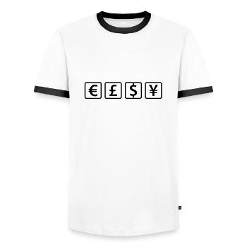 money__f1 - T-shirt contrasté Homme - blanc/noir - Devant - AI Model Female 172 light (172cm) & AI Model Male 178 dark (178cm)