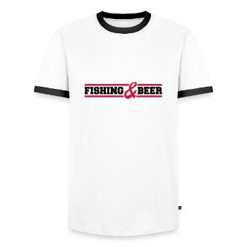 fishing_and_beer_c2 - Men's Ringer Shirt - white/black - Front - AI Model Female 172 light (172cm) & AI Model Male 178 dark (178cm)