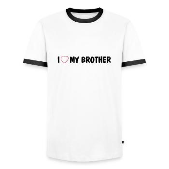 I love my brother - Men's Ringer Shirt - white/black - Front - AI Model Female 172 light (172cm) & AI Model Male 178 dark (178cm)