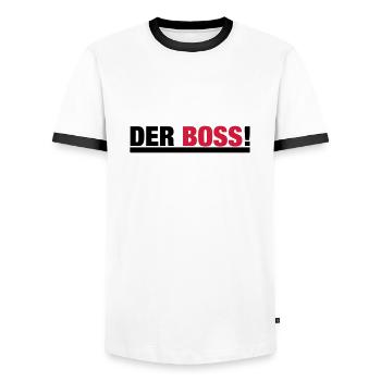 LE PATRON - T-shirt contrasté Homme - blanc/noir - Devant - AI Model Female 172 light (172cm) & AI Model Male 178 dark (178cm)