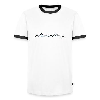 MONTAGNES Paysage Silhouette Panorama - T-shirt contrasté Homme - blanc/noir - Devant - AI Model Female 172 light (172cm) & AI Model Male 178 dark (178cm)