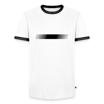Bandes de course dans le blanc du milieu - T-shirt contrasté Homme - blanc/noir - Devant - AI Model Female 172 light (172cm) & AI Model Male 178 dark (178cm)