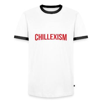 Chillexism chillen - Männer Kontrast-T-Shirt - Weiß/Schwarz - Vorne - AI Model Female 172 light (172cm) & AI Model Male 178 dark (178cm)
