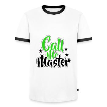 Master's Degree Graduation Graduation University - Men's Ringer Shirt - white/black - Front - AI Model Female 172 light (172cm) & AI Model Male 178 dark (178cm)