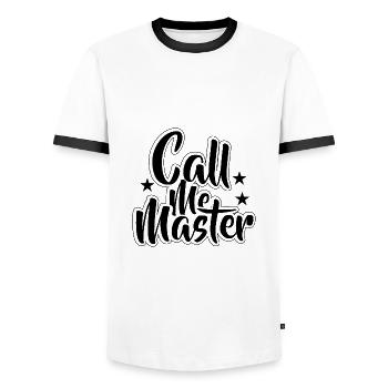 Master's Degree Graduation Graduation University - Men's Ringer Shirt - white/black - Front - AI Model Female 172 light (172cm) & AI Model Male 178 dark (178cm)
