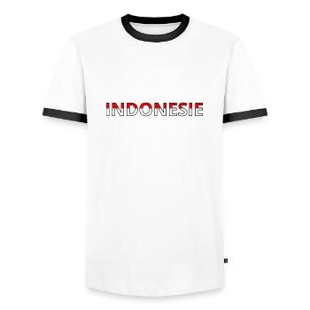 Drapeau Indonésie - T-shirt contrasté Homme - blanc/noir - Devant - AI Model Female 172 light (172cm) & AI Model Male 178 dark (178cm)