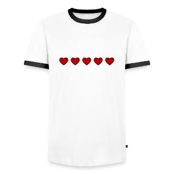 Ligne de symbole de cœurs - T-shirt contrasté Homme - blanc/noir - Devant - AI Model Female 172 light (172cm) & AI Model Male 178 dark (178cm)