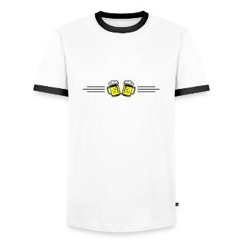 Beer Line Icon - Men's Ringer Shirt - white/black - Front - AI Model Female 172 light (172cm) & AI Model Male 178 dark (178cm)