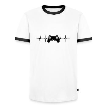 console heartbeat - Men's Ringer Shirt - white/black - Front - AI Model Female 172 light (172cm) & AI Model Male 178 dark (178cm)