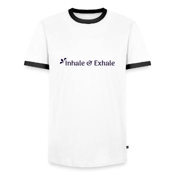 inhale&exhale - Männer Kontrast-T-Shirt - Weiß/Schwarz - Vorne - AI Model Female 172 light (172cm) & AI Model Male 178 dark (178cm)