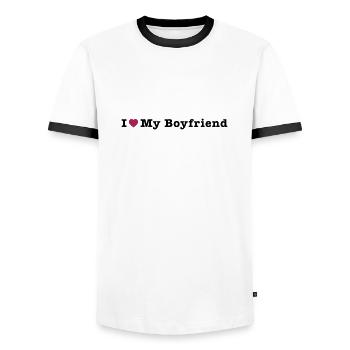 mp_i_love_my_boyfriend - T-shirt contrasté Homme - blanc/noir - Devant - AI Model Female 172 light (172cm) & AI Model Male 178 dark (178cm)