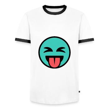 Émoticône drôle / Sourire - T-shirt contrasté Homme - blanc/noir - Devant - AI Model Female 172 light (172cm) & AI Model Male 178 dark (178cm)