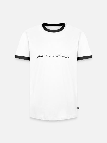 BERGE Mountains Landscape Silhouette - Men's Ringer Shirt - white/black