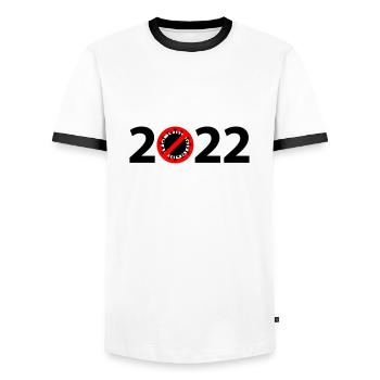 2022 Anti Corona Virus - Men's Ringer Shirt - white/black - Front - AI Model Female 172 light (172cm) & AI Model Male 178 dark (178cm)