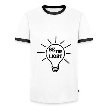 Be the light - Männer Kontrast-T-Shirt - Weiß/Schwarz - Vorne - AI Model Female 172 light (172cm) & AI Model Male 178 dark (178cm)