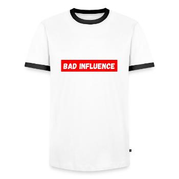 Schlechter Einfluss - Männer Kontrast-T-Shirt - Weiß/Schwarz - Vorne - AI Model Female 172 light (172cm) & AI Model Male 178 dark (178cm)