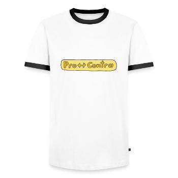 pro und contra - Männer Kontrast-T-Shirt - Weiß/Schwarz - Vorne - AI Model Female 172 light (172cm) & AI Model Male 178 dark (178cm)