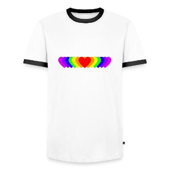 Hearts (Colour) - Men's Ringer Shirt - white/black - Front - AI Model Female 172 light (172cm) & AI Model Male 178 dark (178cm)