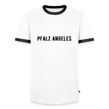 Pfalz Angeles - Männer Kontrast-T-Shirt - Weiß/Schwarz - Vorne - AI Model Female 172 light (172cm) & AI Model Male 178 dark (178cm)