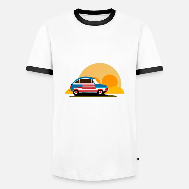 au coucher du soleil - T-shirt contrasté Homme - blanc/noir