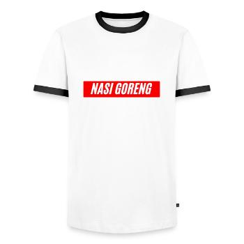 Nasi Goreng, your favorite food from Asia - Men's Ringer Shirt - white/black - Front - AI Model Female 172 light (172cm) & AI Model Male 178 dark (178cm)