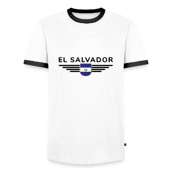 El Salvador T-Shirt Design - T-shirt contrasté Homme - blanc/noir - Devant - AI Model Female 172 light (172cm) & AI Model Male 178 dark (178cm)