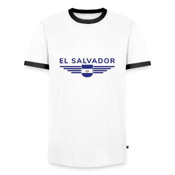 El Salvador T-Shirt Design - T-shirt contrasté Homme - blanc/noir - Devant - AI Model Female 172 light (172cm) & AI Model Male 178 dark (178cm)