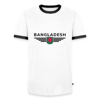 Bangladesh Design – Pride & Culture - Men's Ringer Shirt - white/black - Front - AI Model Female 172 light (172cm) & AI Model Male 178 dark (178cm)