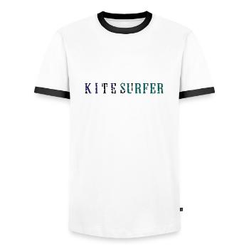 kitesurfer_vec_3 en - Men's Ringer Shirt - white/black - Front - AI Model Female 172 light (172cm) & AI Model Male 178 dark (178cm)