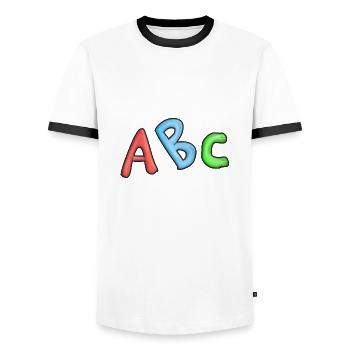 ABC scolarisation Enfants de première année - T-shirt contrasté Homme - blanc/noir - Devant - AI Model Female 172 light (172cm) & AI Model Male 178 dark (178cm)