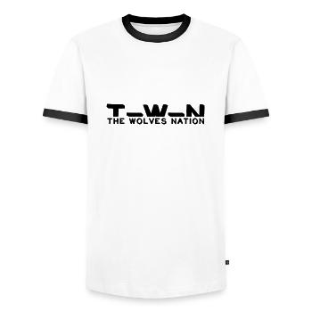 The Wolves Nation - T-shirt contrasté Homme - blanc/noir - Devant - AI Model Female 172 light (172cm) & AI Model Male 178 dark (178cm)