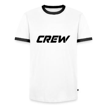 crew - Men's Ringer Shirt - white/black - Front - AI Model Female 172 light (172cm) & AI Model Male 178 dark (178cm)
