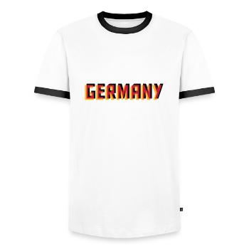 Germany Germany 3D effect colors black red G - Men's Ringer Shirt - white/black - Front - AI Model Female 172 light (172cm) & AI Model Male 178 dark (178cm)