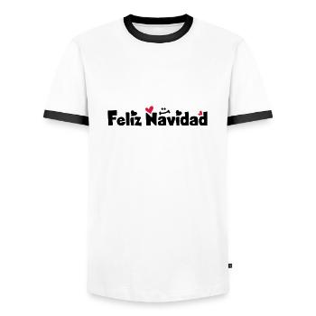 Feliz Navidad Frohe Weihnachten - Männer Kontrast-T-Shirt - Weiß/Schwarz - Vorne - AI Model Female 172 light (172cm) & AI Model Male 178 dark (178cm)