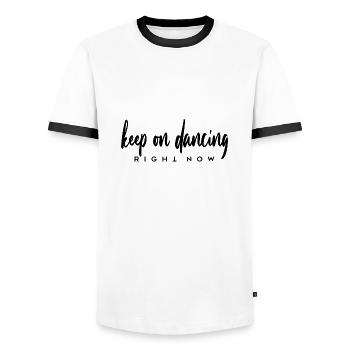 keep on dancing right now - Men's Ringer Shirt - white/black - Front - AI Model Female 172 light (172cm) & AI Model Male 178 dark (178cm)