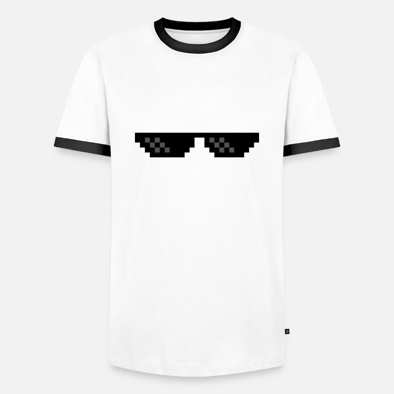 Brille - Männer Kontrast-T-Shirt - Weiß/Schwarz