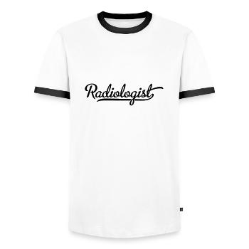 Radiology - Men's Ringer Shirt - white/black - Front - AI Model Female 172 light (172cm) & AI Model Male 178 dark (178cm)