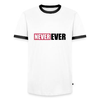 Balken Never Ever - Männer Kontrast-T-Shirt - Weiß/Schwarz - Vorne - AI Model Female 172 light (172cm) & AI Model Male 178 dark (178cm)