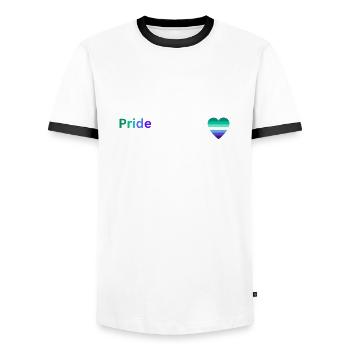 Gay Man Pride LGBTQIA+ Design, show your Pride - Männer Kontrast-T-Shirt - Weiß/Schwarz - Vorne - AI Model Female 172 light (172cm) & AI Model Male 178 dark (178cm)