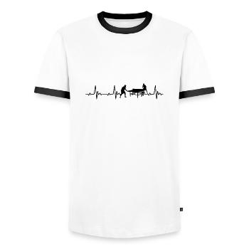 Tischtennis Herzschlag Tischtennisspieler - Männer Kontrast-T-Shirt - Weiß/Schwarz - Vorne - AI Model Female 172 light (172cm) & AI Model Male 178 dark (178cm)