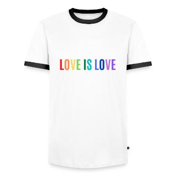 L’AMOUR EST L’AMOUR - T-shirt contrasté Homme - blanc/noir - Devant - AI Model Female 172 light (172cm) & AI Model Male 178 dark (178cm)