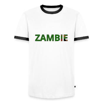 Drapeau Zambie - T-shirt contrasté Homme - blanc/noir - Devant - AI Model Female 172 light (172cm) & AI Model Male 178 dark (178cm)