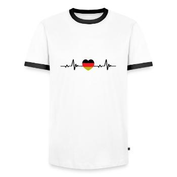 German flag German flag - Men's Ringer Shirt - white/black - Front - AI Model Female 172 light (172cm) & AI Model Male 178 dark (178cm)